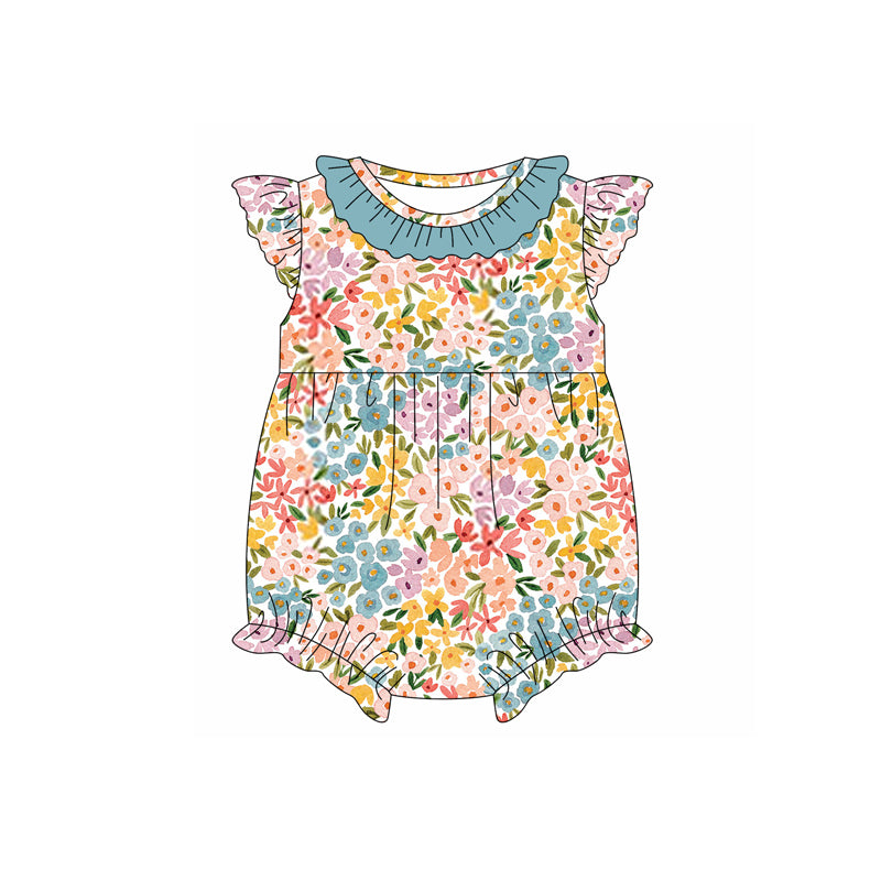 no moq sales SR2563 pre-order baby girl clothes floral short sleeve Romper-2024.12.30