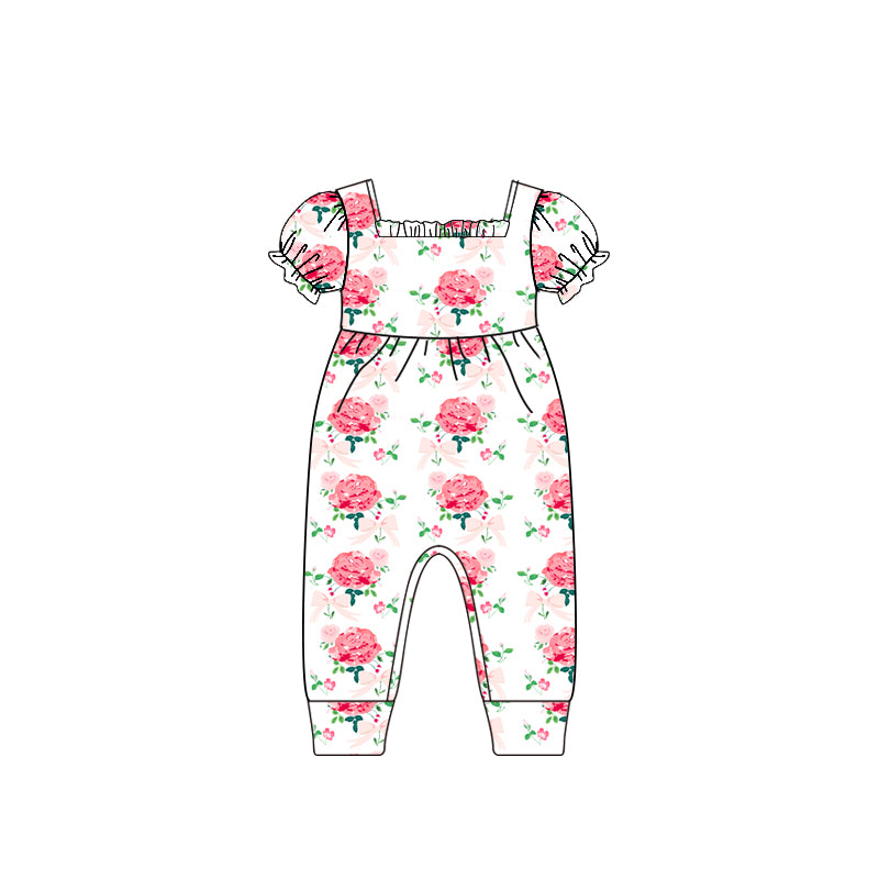 no moq sales SR2577 pre-order baby girl clothes floral short sleeve Romper-2025.1.2