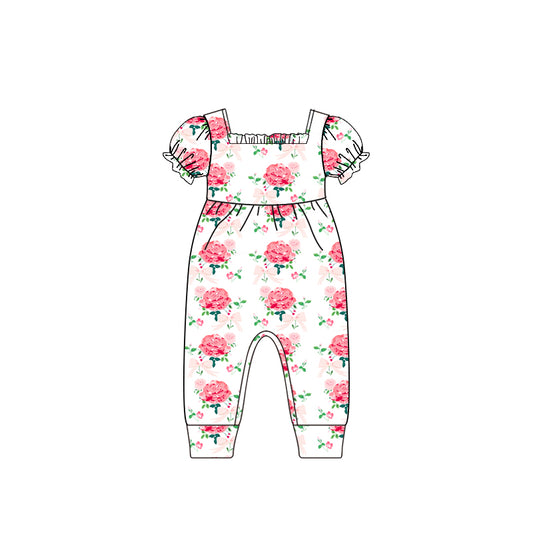 no moq sales SR2577 pre-order baby girl clothes floral short sleeve Romper-2025.1.2