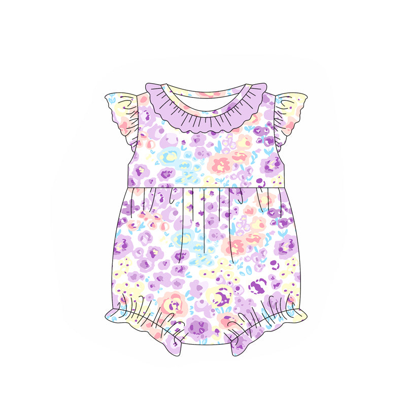 no moq sales SR2579 pre-order baby girl clothes floral sleeveless Romper-2025.1.2