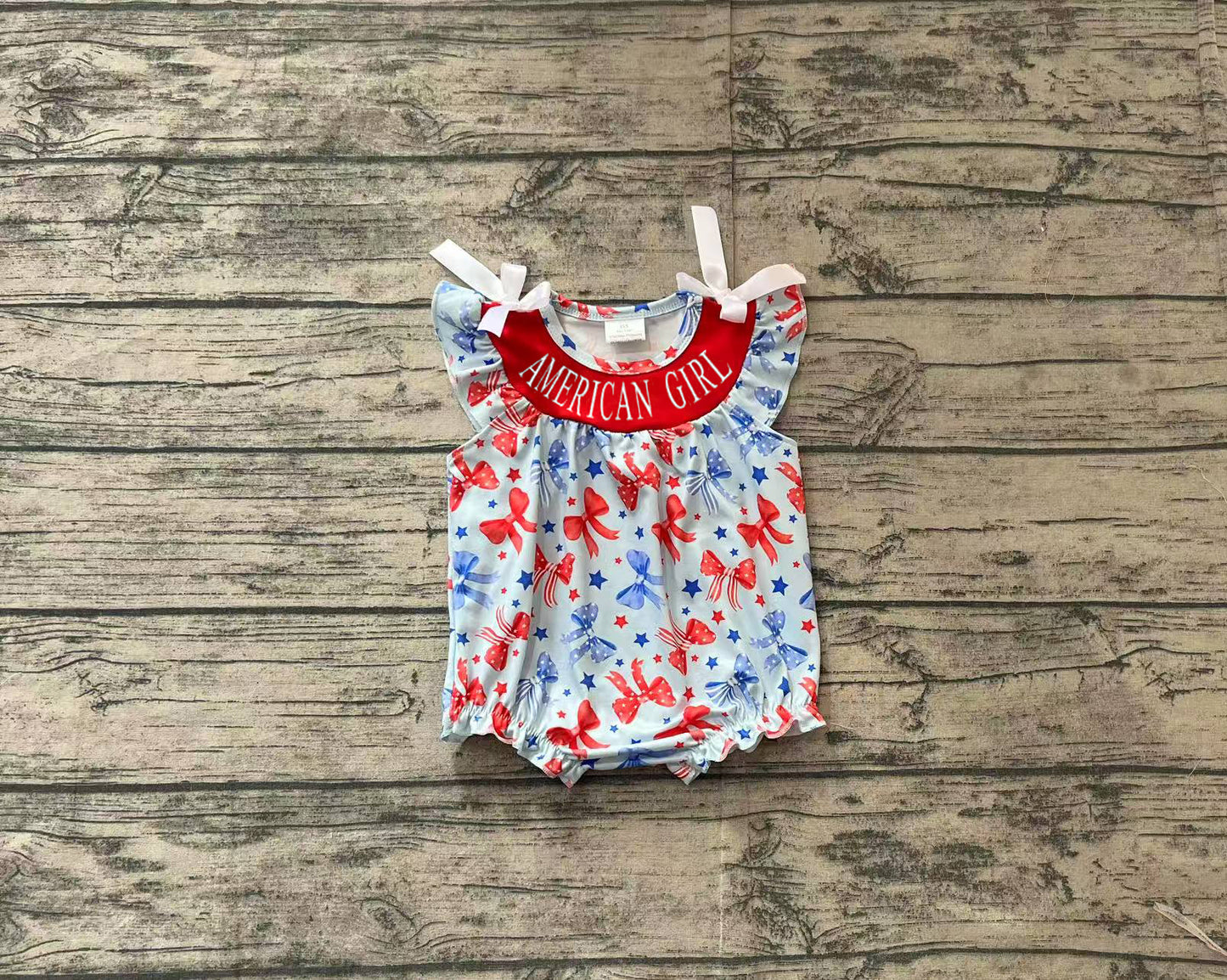 no moq sales SR2589 pre-order baby girl clothes embroidery bow short sleeve Romper