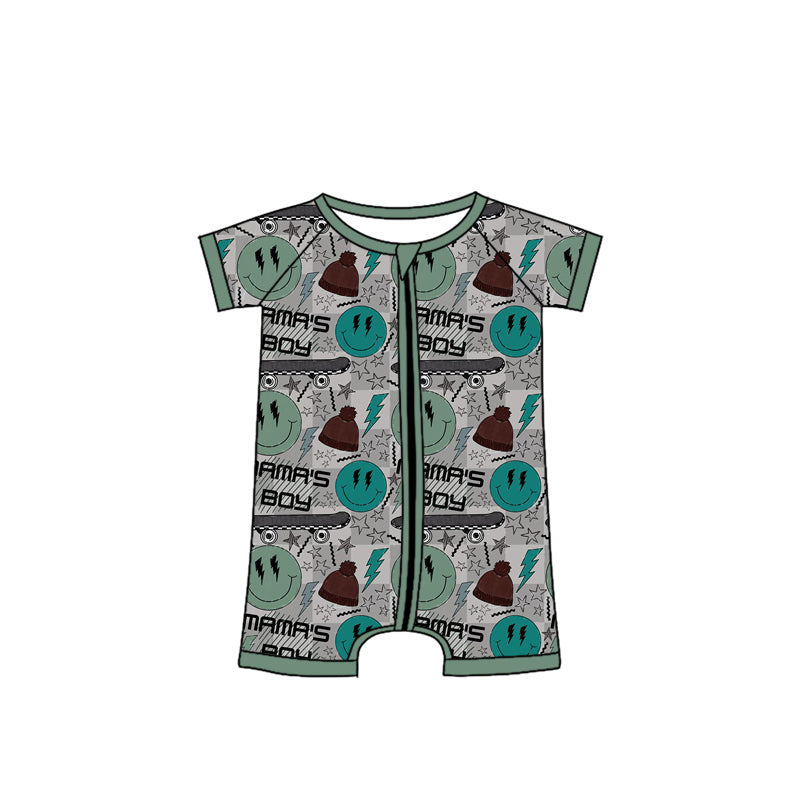 no moq sales SR2596 pre-order baby boys clothes smiley short sleeve Romper-2025.1.3