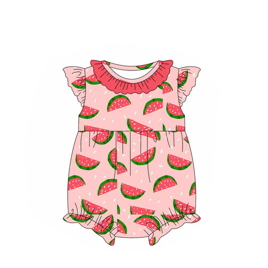 no moq sales SR2605 pre-order baby girl clothes watermelon flying sleeve Romper-2025.1.4