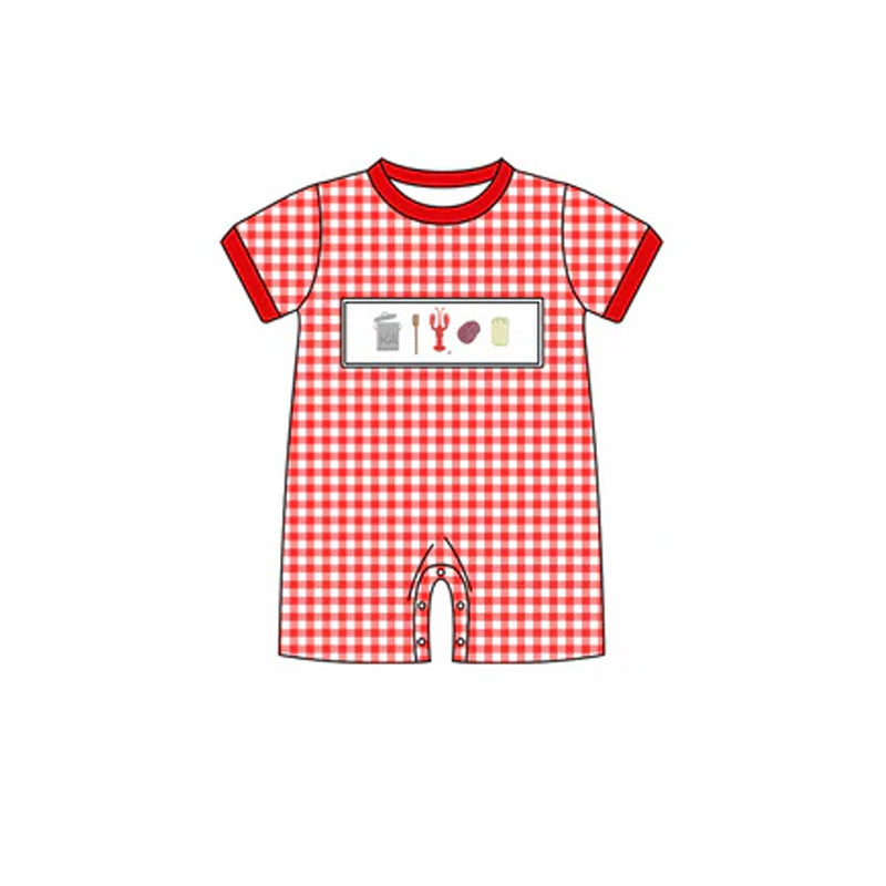 no moq sales SR2611 pre-order baby boys clothes crayfish short sleeve Romper-2025.1.7