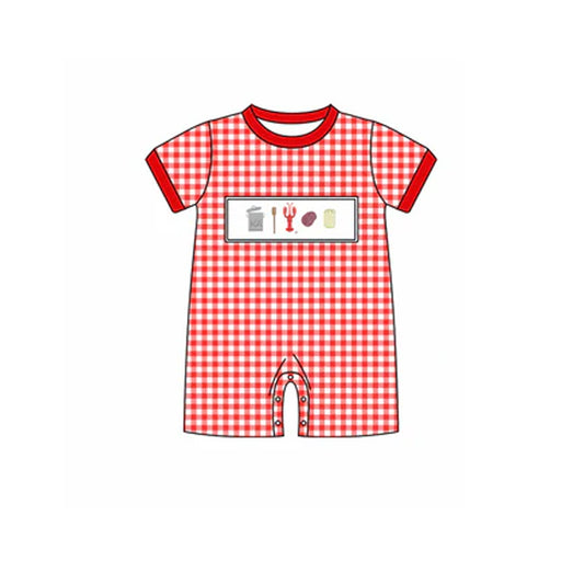 no moq sales SR2611 pre-order baby boys clothes crayfish short sleeve Romper-2025.1.7