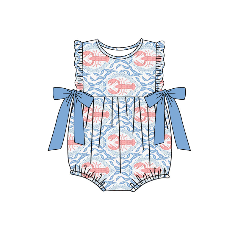 no moq sales SR2613 pre-order baby girl clothes crayfish short sleeve Romper-2025.1.7