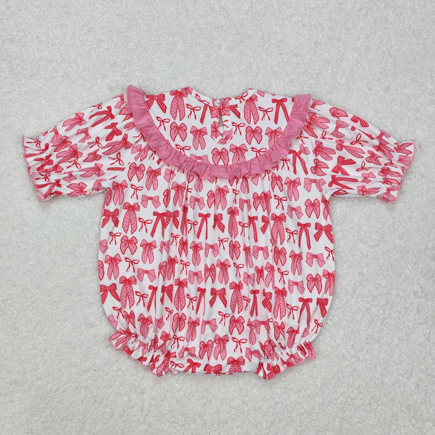 RTS NO MOQ ETA 5/7days arrived SR2620 Pink and white short-sleeved bodysuit with embroidered mama's bestie bow pattern