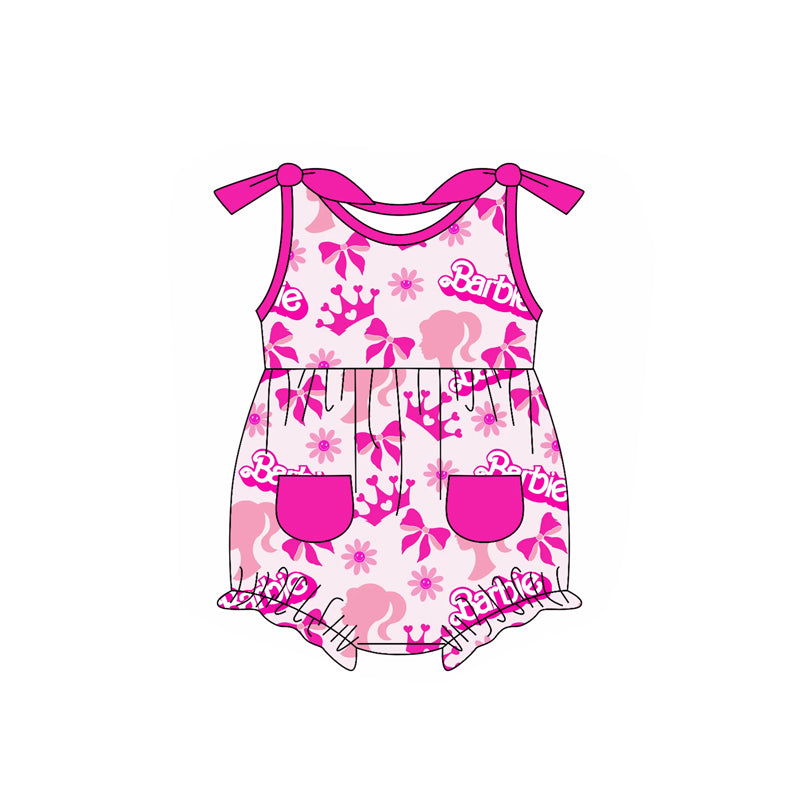 no moq sales SR2622 pre-order baby girl clothes barbie sleeveless Romper-2025.1.8