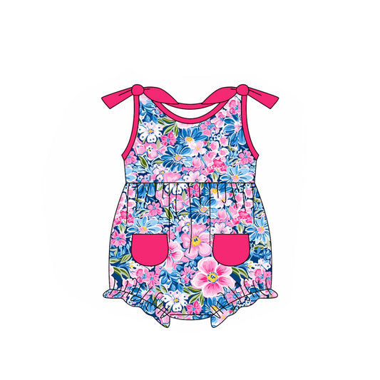 no moq sales SR2623 pre-order baby girl clothes floral sleeveless Romper-2025.1.8