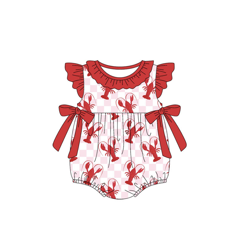 no moq sales SR2626 pre-order baby girl clothes crayfish sleeveless Romper-2025.1.9