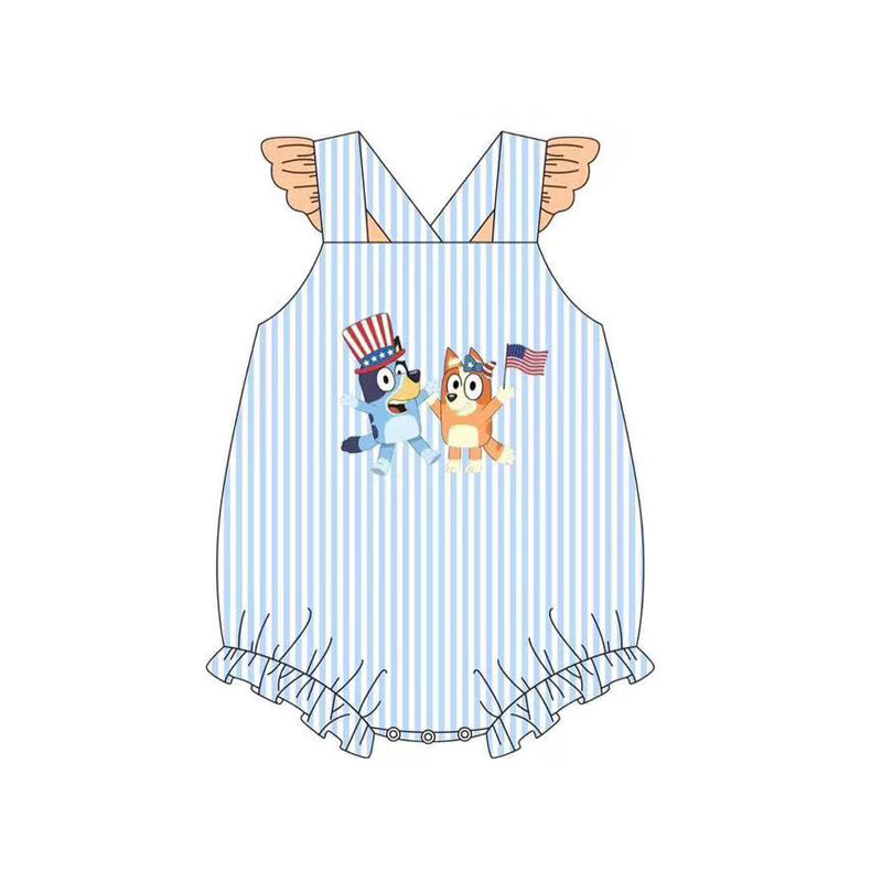 no moq sales SR2640 pre-order baby girl clothes cartoon dog orange Romper-2025.1.10