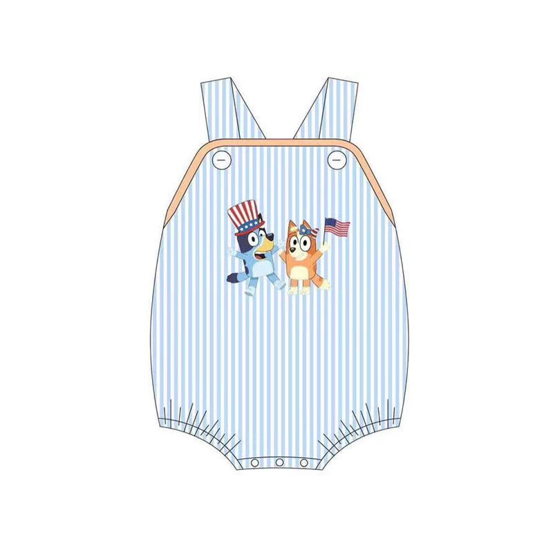 no moq sales SR2641 pre-order baby boy clothes cartoon dog orange short sleeve Romper-2025.1.10