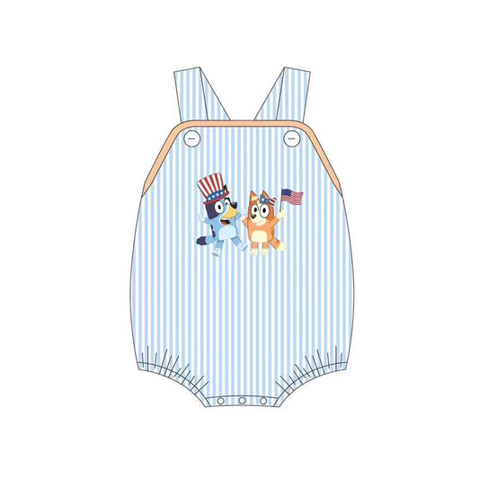 no moq sales SR2641 pre-order baby boy clothes cartoon dog orange short sleeve Romper-2025.1.10