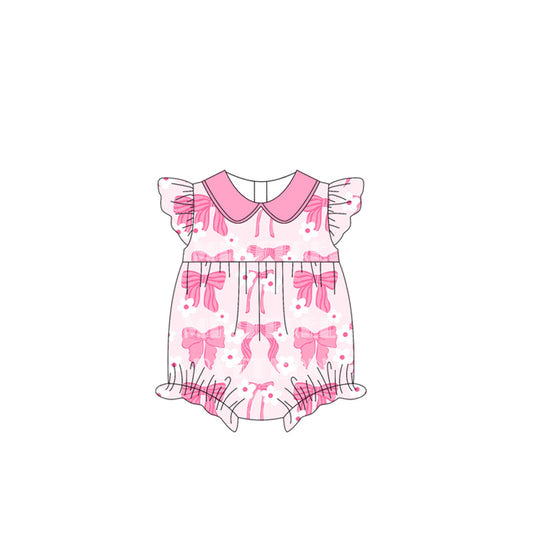 no moq sales SR2646 pre-order baby girl clothes bow pink flying sleeve Romper-2025.1.11