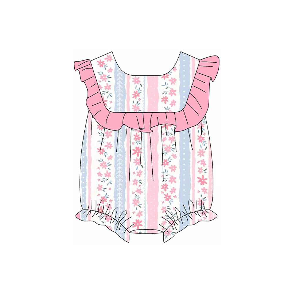 no moq sales SR2654 pre-order baby girl clothes floral flying sleeve Romper-2025.1.13