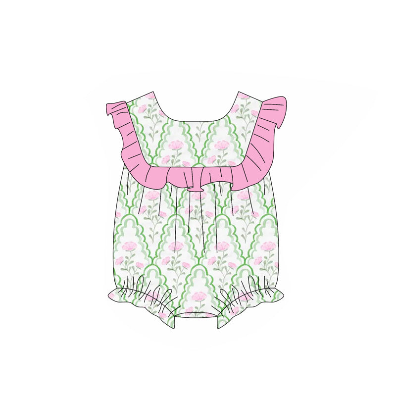 no moq sales SR2655 pre-order baby girl clothes floral flying sleeve Romper-2025.1.13