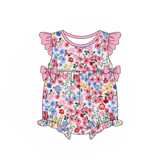 no moq sales SR2658 pre-order baby girl clothes floral flying sleeve Romper-2025.1.13