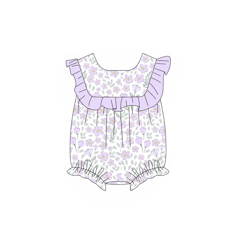 no moq sales SR2666 pre-order baby girl clothes floral sleeveless Romper-2025.1.14