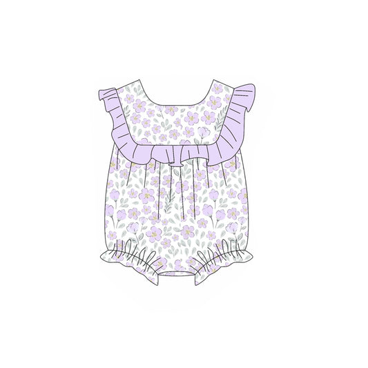 no moq sales SR2666 pre-order baby girl clothes floral sleeveless Romper-2025.1.14