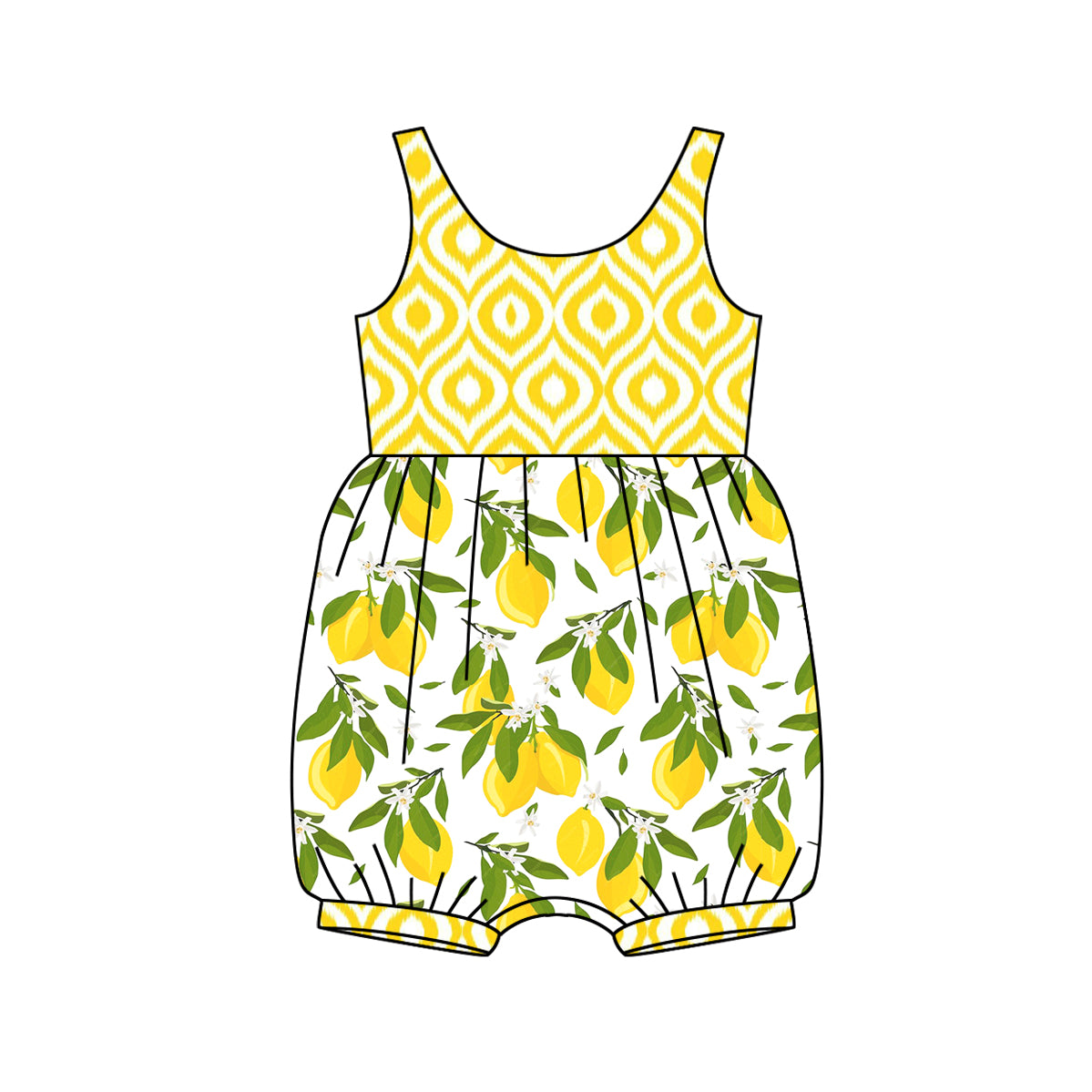 no moq sales SR2676 pre-order baby girl clothes lemon sleeveless Romper-2025.1.17