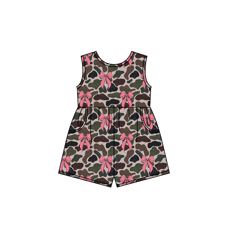 no moq SR2694 pre-order baby girls clothes camouflage bow sleeveless jumpsuit-2025.1.20