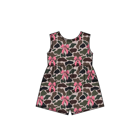 no moq SR2694 pre-order baby girls clothes camouflage bow sleeveless jumpsuit-2025.1.20