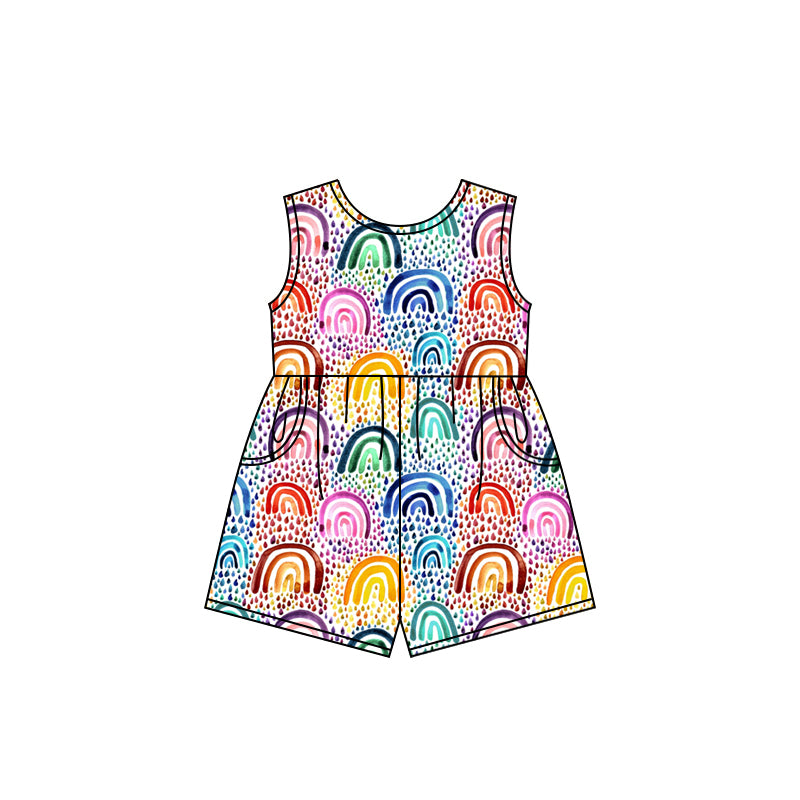 no moq SR2696 pre-order baby girls clothes rainbow sleeveless jumpsuit-2025.1.20