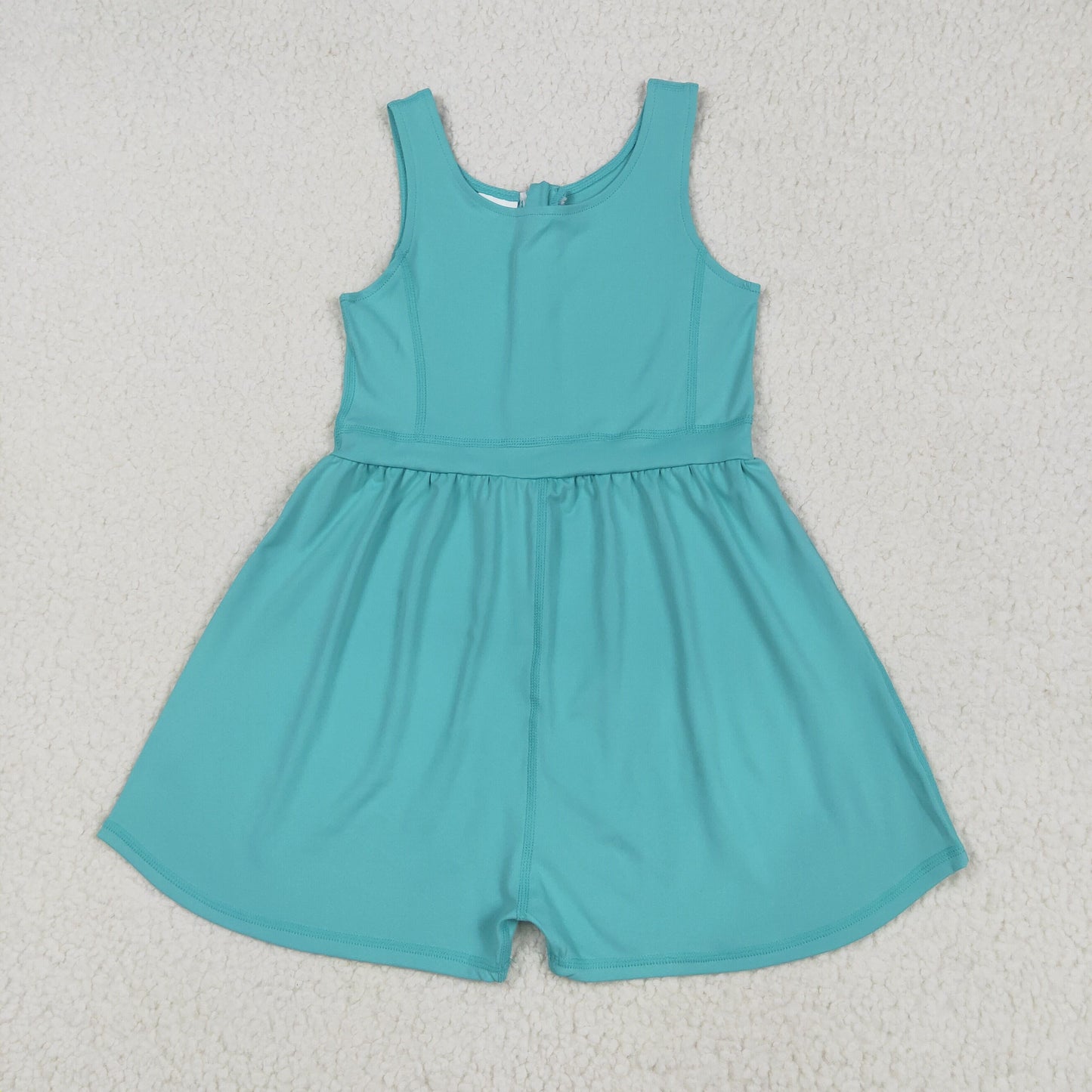 RTS NO MOQ SR3023 Solid Teal Yoga Sleeveless Bodysuit