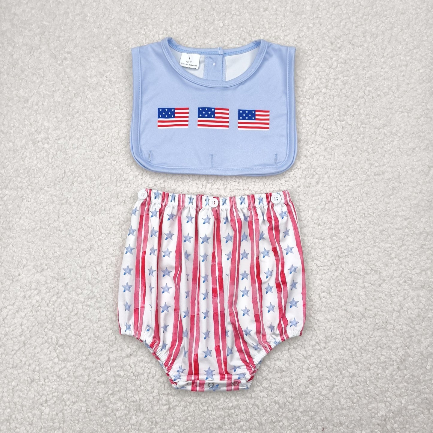 RTS NO MOQ SR3049 National Day flag star stripe blue vest jumpsuit
