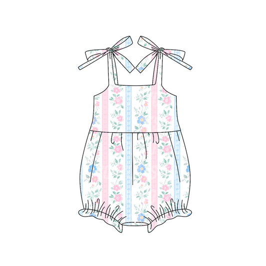no moq SR3118 pre-order baby girl clothes floral pink suspender romper-2025.5.23