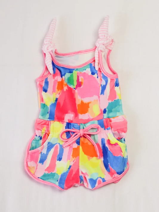 no moq SR3132 PRE-ORDER baby girls clothes Sleeveless bow tie dye pockets kids girls jumpsuit-2025.5.27
