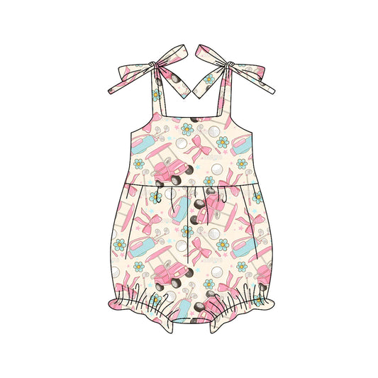 no moq SR3140 pre-order baby girl clothes bow floral suspender romper-2025.5.29