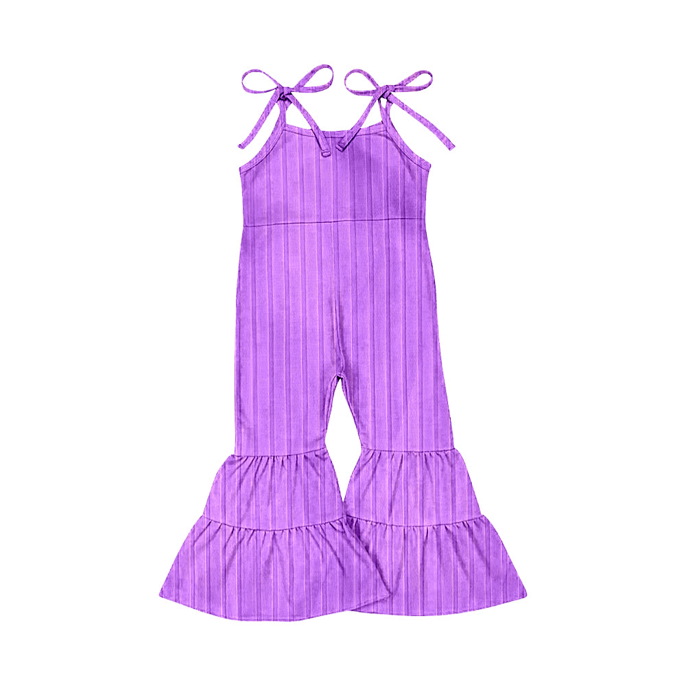 no moq SR3157 PRE-ORDER baby girls clothes Ribbed purple suspender jumpsuit-2025.6.5