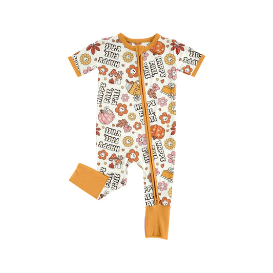 (Pre Order) No moq SR3184 pre-order baby girl clothes pumpkin orange short sleeve romper-2025.7.5
