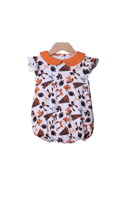 (Pre Order) No moq SR3195 pre-order baby girl clothes team bow orange flying sleeve romper-2025.7.26