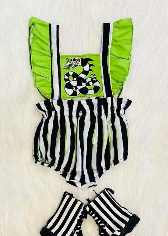 (Pre Order) No moq SR3204 pre-order baby girl clothes striped flying sleeve romper-2025.8.5