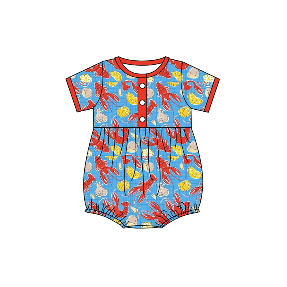 (Pre Order) No moq SR3222 pre-order baby boy clothes lobster short sleeve romper-2025.9.15