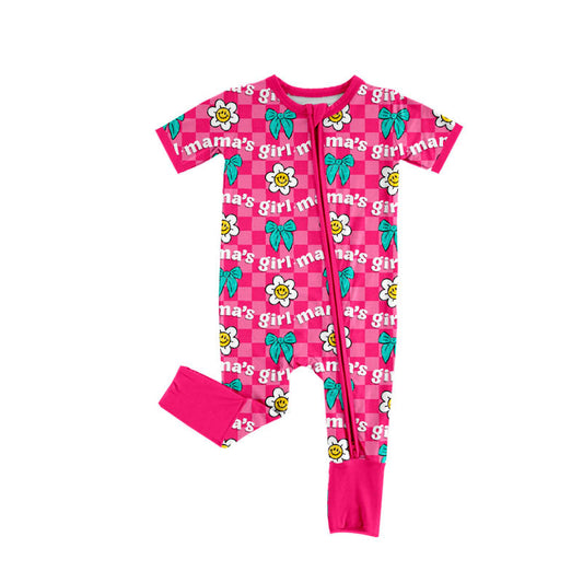(Pre Order) No moq SR3227 pre-order baby girl clothes mama girl bow short sleeve romper-2025.9.18