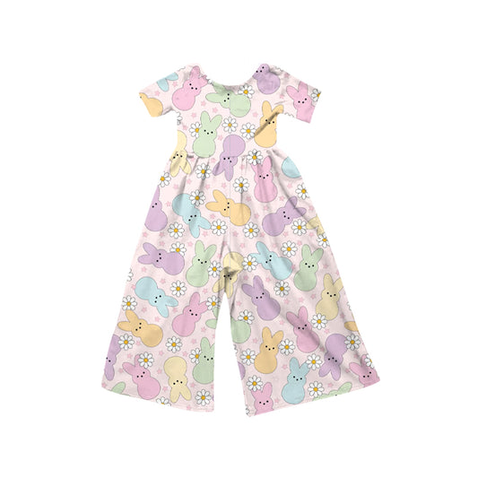 (Pre Order) No moq SR3230 PRE-ORDER baby girl clothes bunny floral short sleeve jumpsuit-2025.9.19