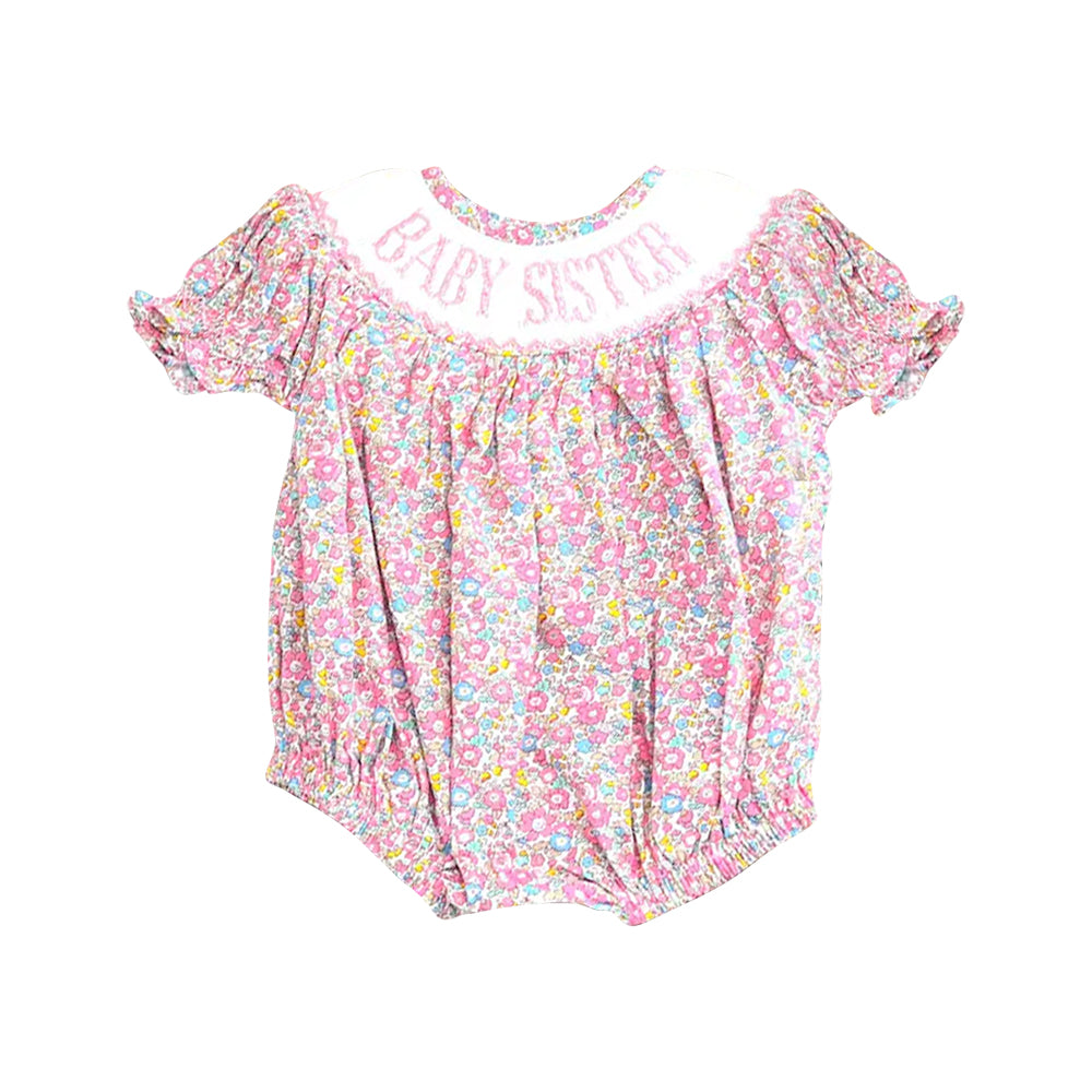 (Pre Order) No moq SR3236 pre-order baby girl clothes BIG SISTER short sleeve romper-2025.9.23