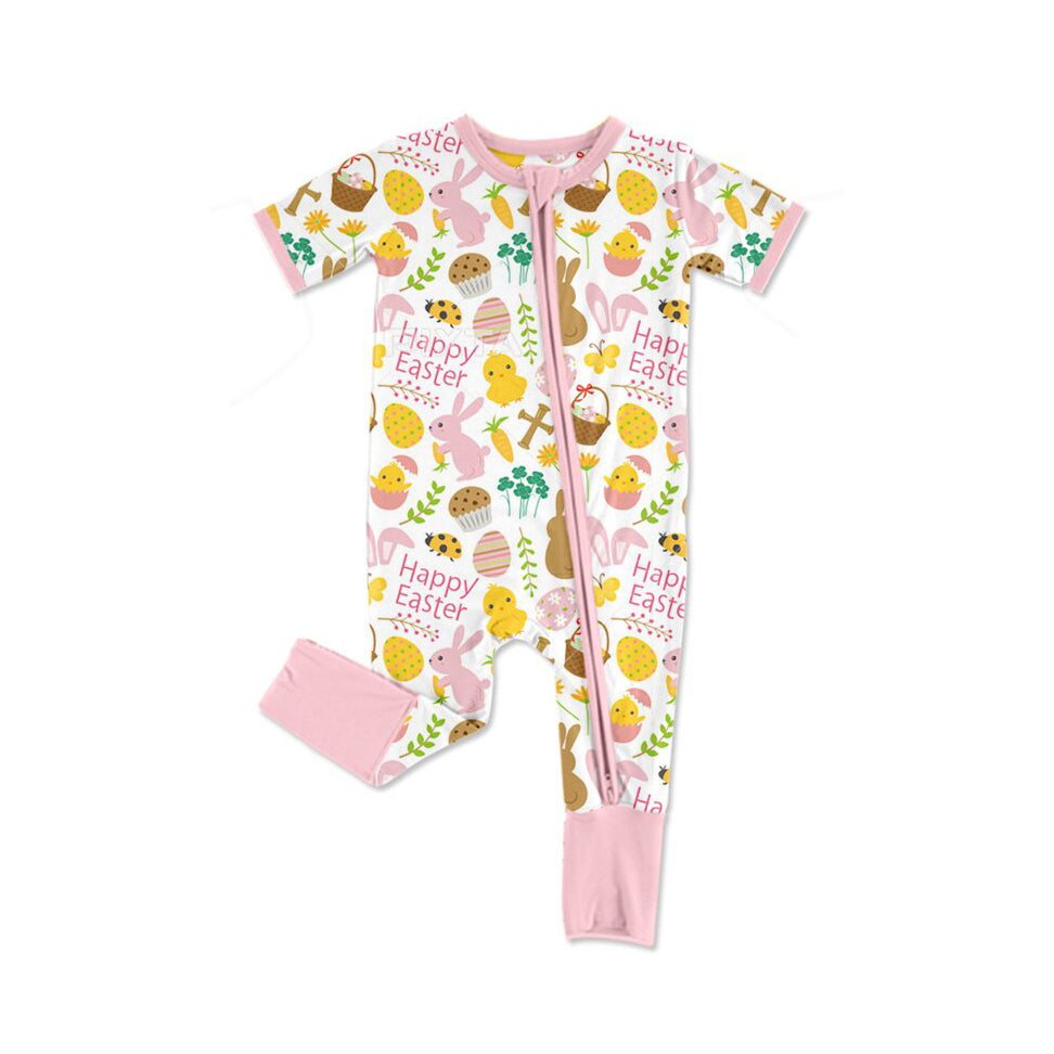(Pre Order) No moq SR3239 pre-order baby girl clothes easter bunny short sleeve romper-2025.9.25