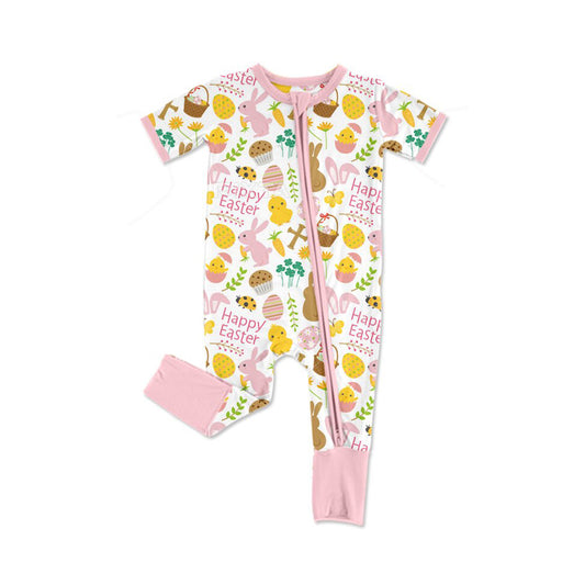 (Pre Order) No moq SR3239 pre-order baby girl clothes easter bunny short sleeve romper-2025.9.25