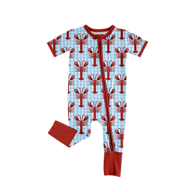 (Pre Order) No moq SR3244 pre-order baby boy clothes crayfish short sleeve romper-2025.9.25