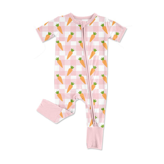 (Pre Order) No moq SR3255 pre-order baby girl clothes carrot short sleeve romper-2025.9.27