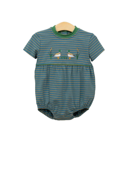 (Pre Order) No moq SR3296 pre-order baby boy clothes duck green short sleeve romper-2025.10.9