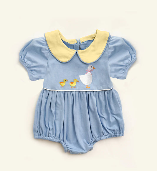 (Pre Order) No moq SR3298 pre-order baby girl clothes duck short sleeve romper-2025.10.9