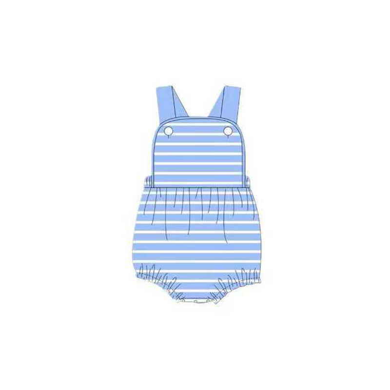 (Pre Order) No moq SR3308 pre-order baby boy clothes blue striped vest romper-2025.10.11