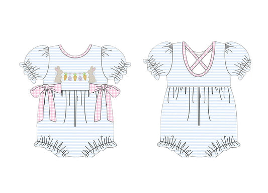(Pre Order) No moq SR3313 pre-order baby girl clothes bunny short sleeve romper-2025.10.13