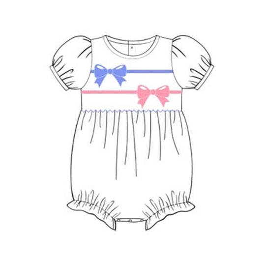 (Pre Order) No moq SR3315 pre-order baby girl clothes bow short sleeve romper-2025.10.13