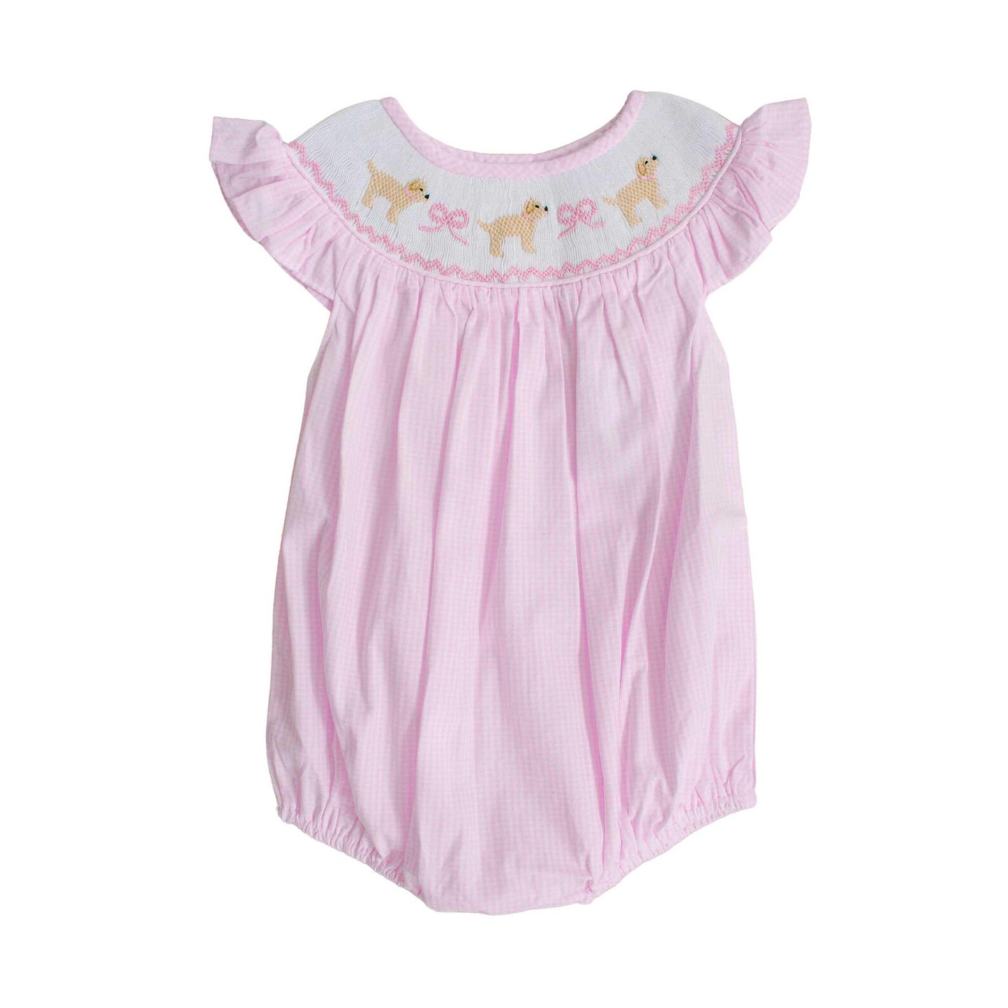 (Pre Order) No moq SR3316 pre-order baby girl clothes puppy bow pink flying sleeve romper-2025.10.14
